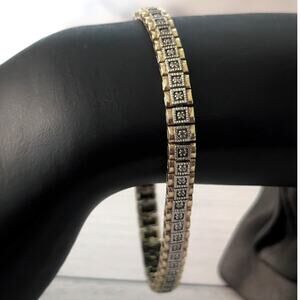 Vintage 925 Sterling Silver & Diamond Bracelet 7.75"